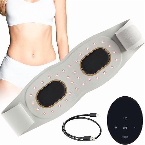 Rechargeable Heated Wellness Wrap with Red Light and Rhythmic Massage Sensation, Portable Comfort Belt for Soothing Abdominal and Back Relaxation, Hands-Free Design