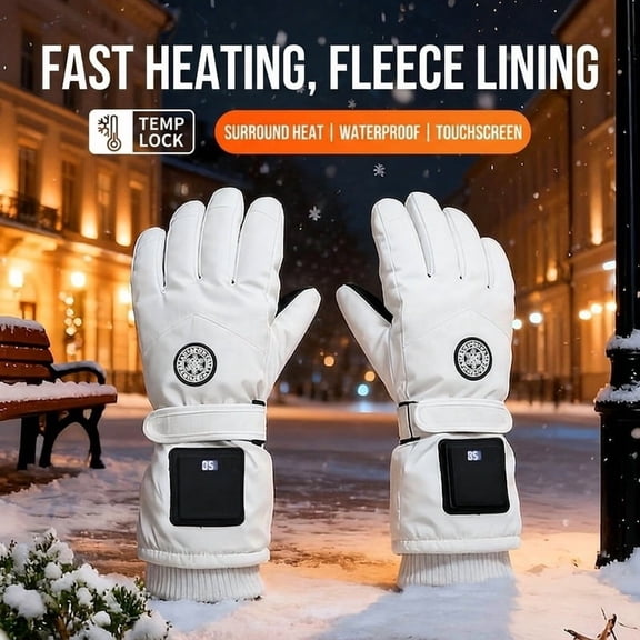 Rechargeable Heated Winter Gloves,‑15°C Cold Resistant Electric Heating Gloves with Digital Temperature Display, Waterproof Touchscreen Thermal Gloves for Outdoor Sports Ski Motorcycle Climbing