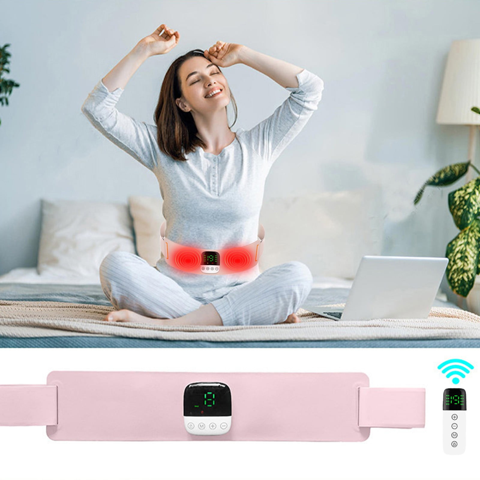 Rechargeable Heating Pad with Adjustable Massage RemoteControlled