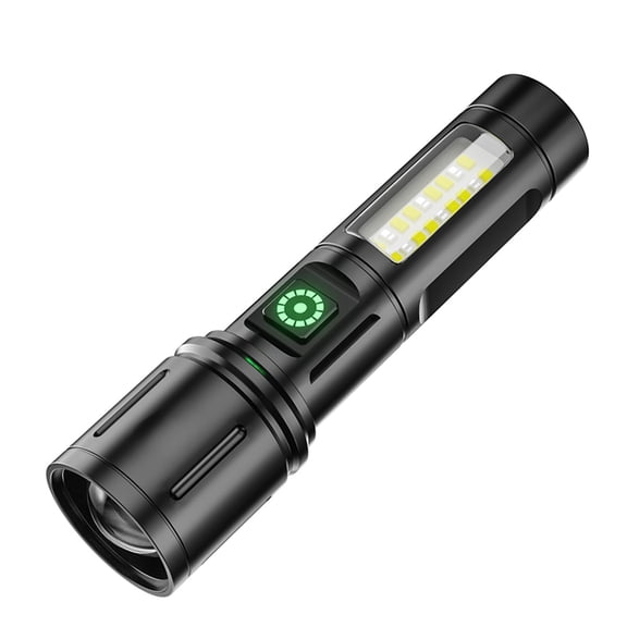 Rechargeable High Lumen LED Flashlight - Zoomable Super Bright Long Throw Beam, for Emergency Camping Hiking  Black 