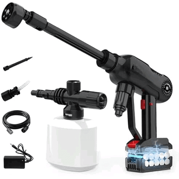 Rechargeable High Pressure Washer, 21V High Pressure Power Washer, 680PSI Portable High Pressure Car Wash with 6-in-1 Nozzle Foam Gun for Car Cleaning, Home, Garden Watering, Boat Cleaning