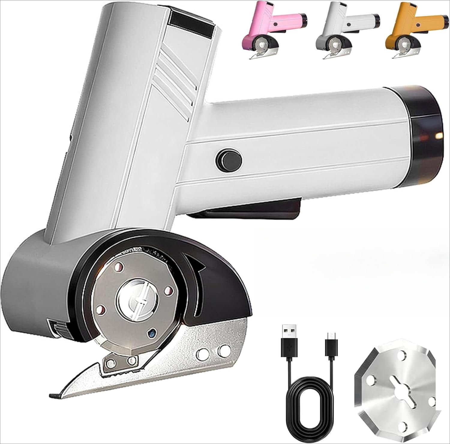 Rechargeable High-Speed Cardboard Cutter - 4V Rotary Box Cutter with LED Light, USB Charging & Stainless Steel Blade for Fabric, Carpet, Foam Cutting