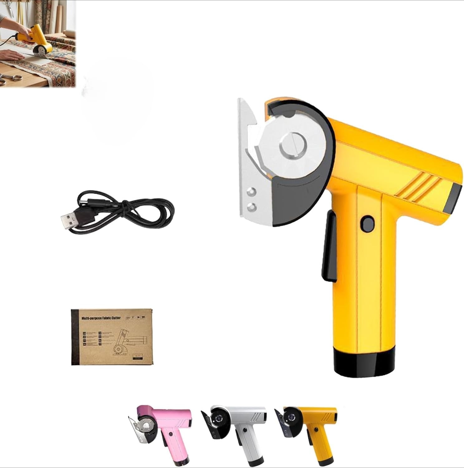 Rechargeable High-Speed Cardboard Cutter, Four Speed Control Powerful Cordless Box Cutter with LED, for Fabric, Leather, Carpet Diy Projects, Lightweight & Effortless