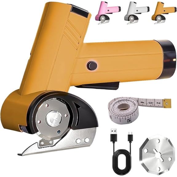 Pekkaxy Rechargeable High-Speed Cardboard Cutter, Rechargeable Cardboard Box Cutter, 4v Powerful Fabric Scissors with LED Light, Heavy Duty Power, Rotary Cutting