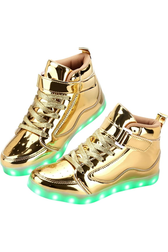 Rechargeable Illuminated Sneakers - Adult High-Top Photoluminescent Athletic Shoes for Night Events