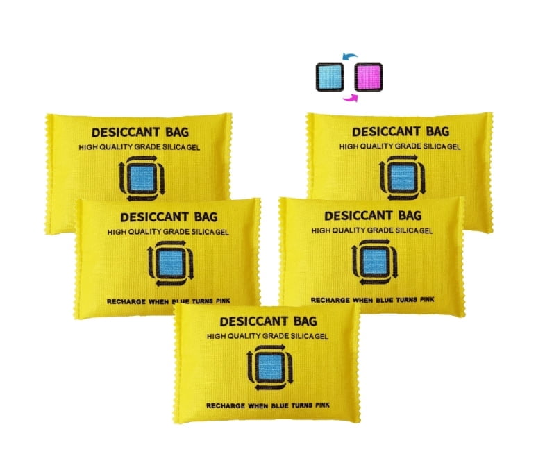 Rechargeable Indicating Silica Gel Desiccant Packs - 6-Pack (100g Each) - Powerful Moisture Absorbers for Storage, Closets, Suitcases, 3D Filaments - Reusable