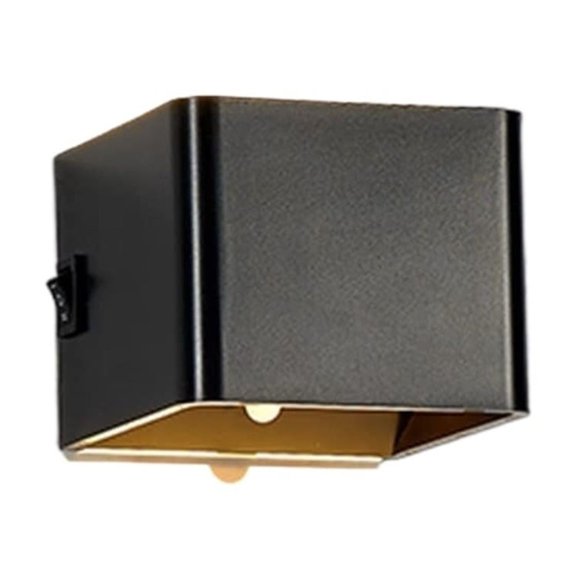 Rechargeable Indoor Wall Lamp With Motion Detector LED Black Battery, Operated With Switch 5W USB Wall Light Magnetic Lamp