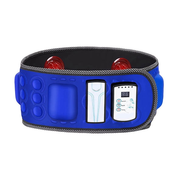 Rechargeable Infrared Heating Vibration Massage Belt - 5 Motor Waist Trimmer for Burning, Toning & Relaxation, Adjustable for Home Workout & RecoveryBlue