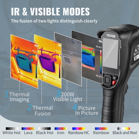Rechargeable Infrared Thermal Camera, 240x180 IR & 2MP Visual, 20Hz, for Home Inspection and Electrical Maintenance