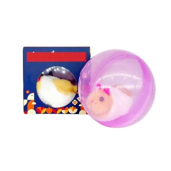 Rechargeable Interactive Cat Ball Toy – Automatic Rolling Rat Design with USB Charging Kit – Self-Rotating Electric Pet Chase Toy for Indoor Kittens & Cats – Pink Shell with Brownish-White Mouse Face