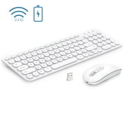 Wireless Keyboard and Mouse Combo, cimetech Rechargeable Compact Full Size Wireless Keyboard and Mouse Set 2.4G USB Ultra-Thin Sleek Design for Computer/Laptop/PC/Windows(White)
