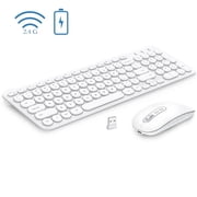 Wireless Keyboard and Mouse, Cimetech Rechargeable Keyboard and Mouse Combo Set, Plug and Play, Quiet Typing, 2.4GHz USB Receiver, Ultra Slim Design for Laptop, PC, Notebook, Desktop-White