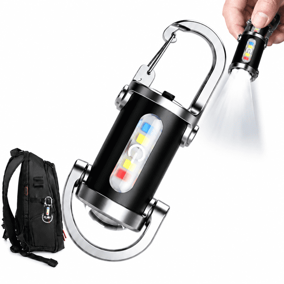 Rechargeable Keychain Flashlight, 1200 Lumens Mini LED Pocket Torch with Carabiner Clip, Waterproof EDC Light for Camping, Hiking, Backpack & Emergency Use