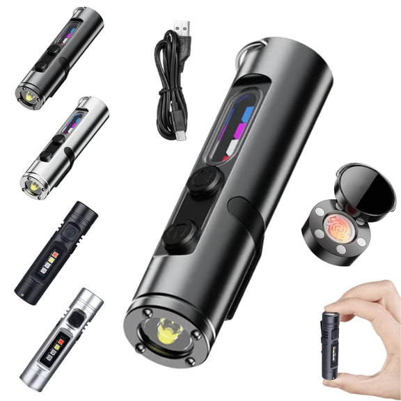 Rechargeable Keychain Flashlight, Mini Magnetic Camping Light with Fire Starter for Hiking