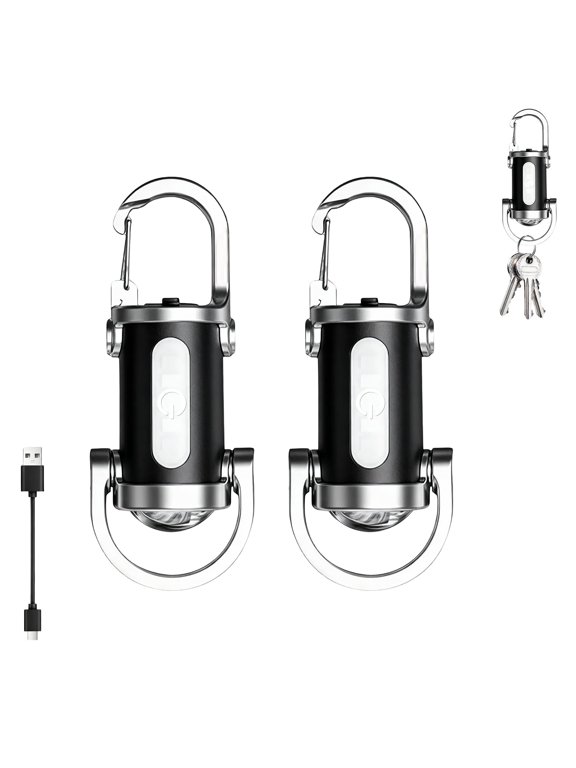 Rechargeable Keychain Flashlight, USB-C Small Portable Keychain Light with Multiple Modes for Dog Walking, Camping, Hiking, Travel and Emergency Use,1200 Lumens Mini COB Work Light(2pc)