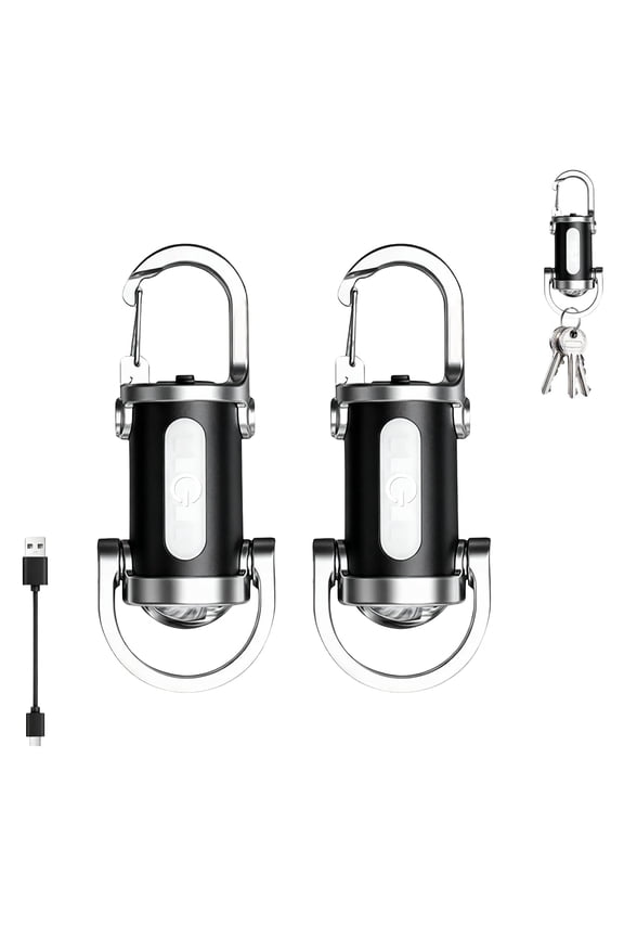 Rechargeable Keychain Flashlight, USB-C Small Portable Keychain Light with Multiple Modes for Dog Walking, Camping, Hiking, Travel and Emergency Use,1200 Lumens Mini COB Work Light(2pc)