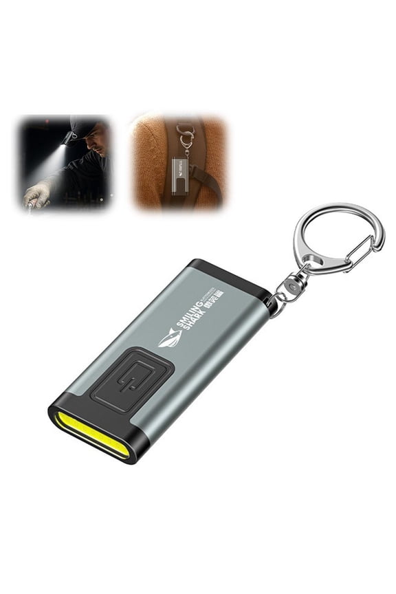 Rechargeable Keychain Flashlight with COB Light and Alarm, Compact Clip-on LED Torch with Emergency Strobe for Outdoor Safety