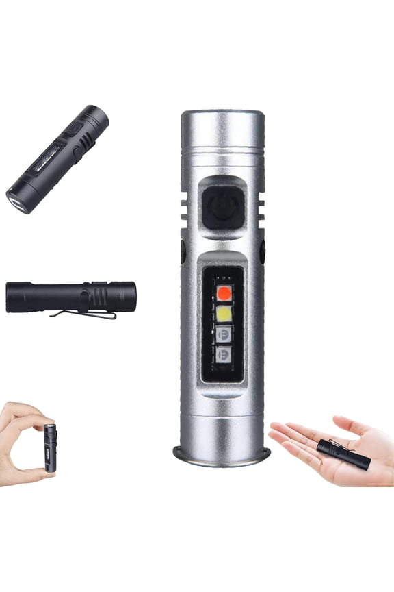 Rechargeable Keychain Flashlight with Window Breaker & Fire Starter, Aluminum LED Light