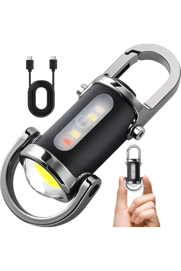 Rechargeable Keychain Flashlights, 800 Lumens EDC Mini Flashlights, COB Keychain Work Light Flashlights 7 Light Modes, Bright Mini Keychain Light for Walking, Searching and Hiking
