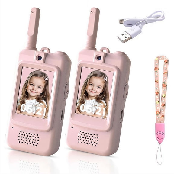 Rechargeable Kids Walkie Talkies with Video, Interactive Handheld Walkie-Talkies Toys, Long Range, Voice Changer Function, Christmas Birthday Gifts