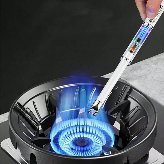 Rechargeable Kitchen Gas Stove Lighter | USB Electronic Igniter Stick | Windproof Candle BBQ Grill Ignition Tool | Extended Handle | Type-C Charging | Battery Indicator | 255x16mm