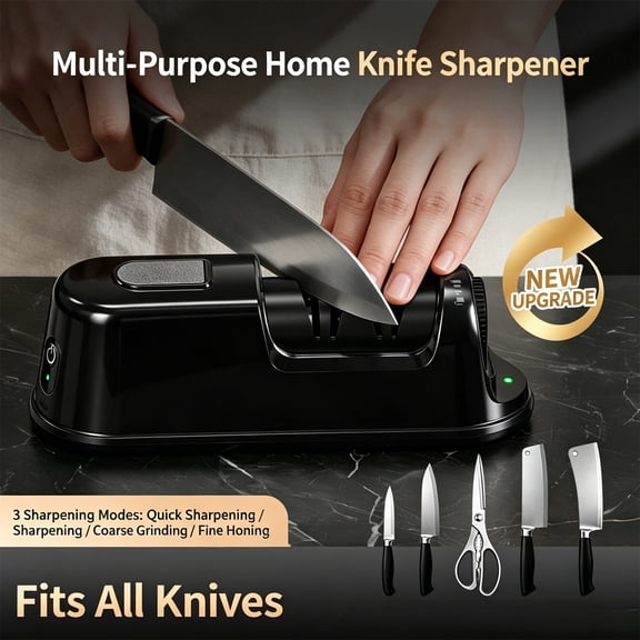 Rechargeable Knife Grinder,3 Stage Electric Tool,Automatic Cordless Sharpening,Kitchen Scissor Honing Machine,Fast Polishing Diamond Wheel,Chef Blade Restore System for Seniors Home Cooks