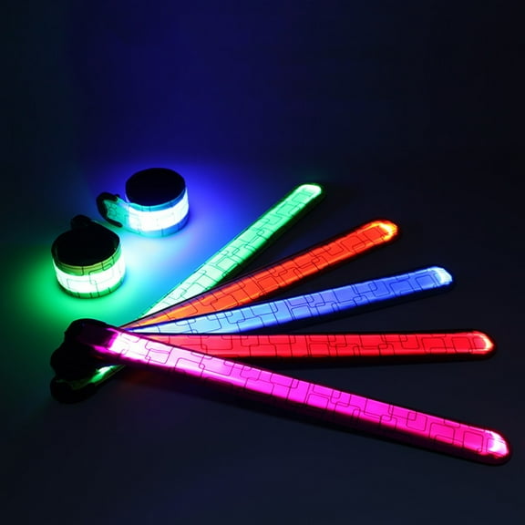 Rechargeable LED Armband Clap Strap Wristband High Visibility Reflective For Night Cycling Running Luminous Sports Wrist Strap Pink