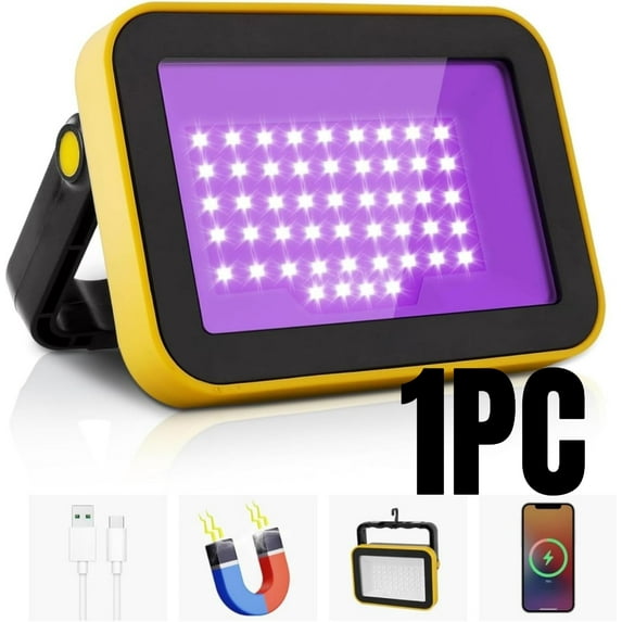 Rechargeable LED Black Light, Portable Black Light Powered By A 5-mode Battery, 400nm LED Flood Light, Neon Light Party, Black Light Fishing, Halloween, and Luminous Decoration in The Dark 2PCS