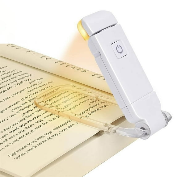 Rechargeable LED Book Light with 2 Brightness Modes, USB Clip-On Reading Light, 350掳 Flexible , 8-Hour Battery Life, Warm White 3000K, Portable Bookmark Light for Travel & Bedtime Reading, White
