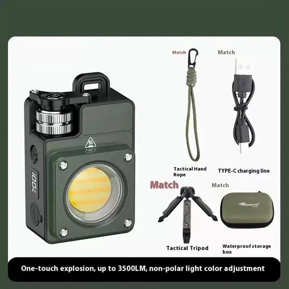 Rechargeable LED Camping Lantern 3500 Lumens Flashlight with Tripod Magnetic Base IPX4 Green