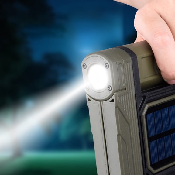 Rechargeable LED for Camping Lantern with Solar Panel, 2000LM Portable Tent Light, 5000mAh Battery, 5 Modes, Adjustable Temperature, Hook for Outdoor Hiking, Green