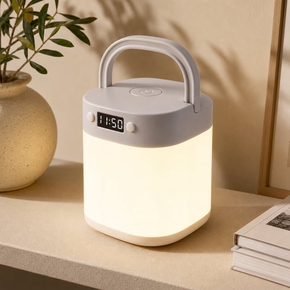 Use Led Light Bulbs Rechargeable LED Camping Lantern with Clock Display, Portable Outdoor ...