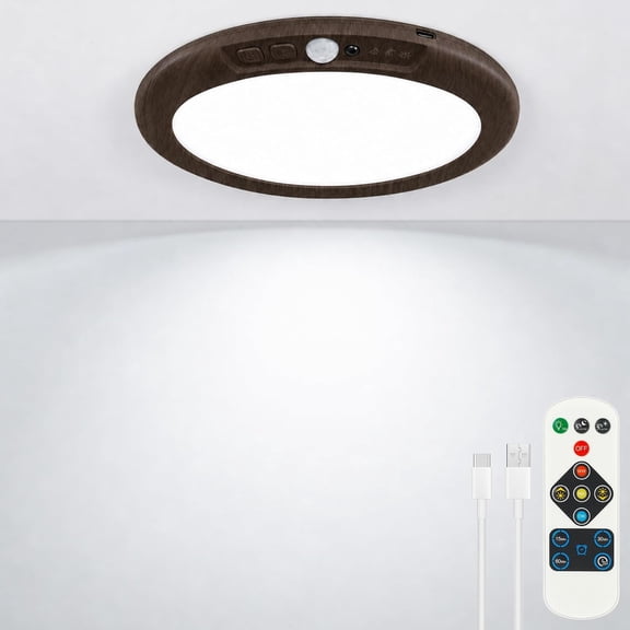 Rechargeable LED Ceiling Light, Wireless Motion Sensor Light with Remote Control and 3 Color Temp for Storage Room, Garage, Bathroom, Stairs, Doorway