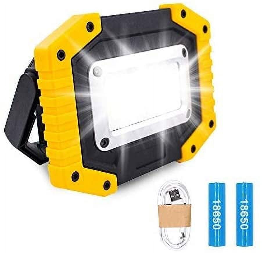 Rechargeable LED Construction Floodlight Trongle 30W Floodlight Battery Safety Light with 3 Modes Camping COB Floodlight with Waterproof USB for Fishing, Hiking Battery Included