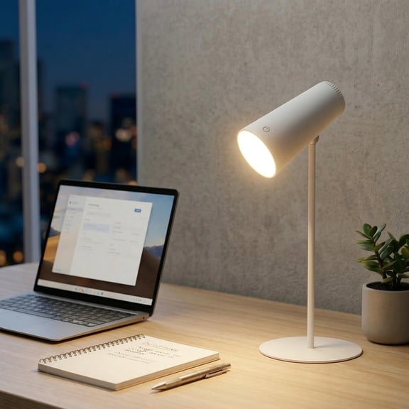 Rechargeable LED Desk Lamp, Magnetic Mount LED Light, with Stepless Brightness, 3 Color Dimmable, 360 Rotation, For Reading, Office, Bedroom,Working(White)