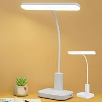 Rechargeable LED Desk Lamp with Pen Holder for Students, 10W Eye-Protection Study Light with Flexible Gooseneck, USB Powered Reading Lamp for Dorm Rooms & Bedside Use NAJKZA | White