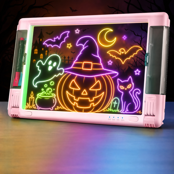 Rechargeable LED Drawing Board, 15 Inch 9-Color Light Modes Neon Art Light Up Writing Tablet Tracing Pad for Kids, Sketching Gift Toy for Teens, 5 Markers, 10 Tracing Sheets