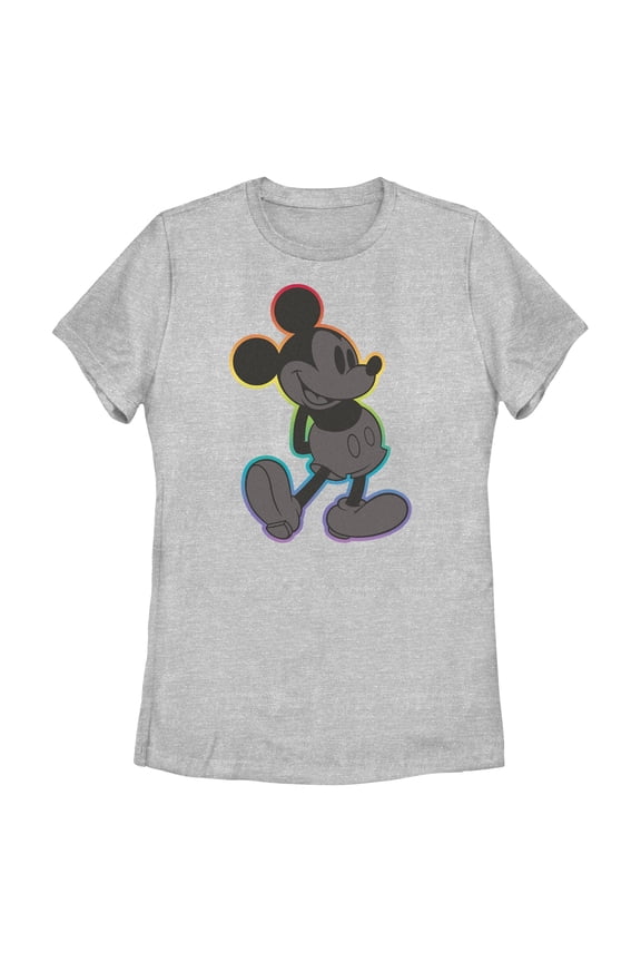 Womens Mickey & Friends Rainbow Outline Mickey T Shirt