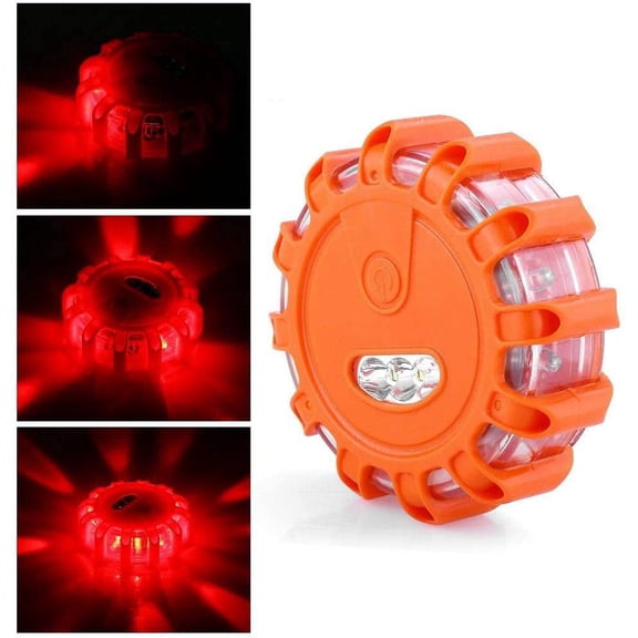 Rechargeable LED Flare for Flashing Roadside Security, Waterproof Non-flame Producing Flare, Equipped With Strong Magnet and Hook for Easy Placement (Orange)