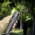 thumbnail image 1 of Rechargeable LED Flashlight 10,000 Lumen | Zoomable Long-Range Torch | M77 Chip | IPX6 Waterproof Aluminum | 4 Modes | USB Charging | Emergency Power Bank | 14.4x3.5cm | Black, 1 of 9