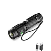 Rechargeable LED Flashlight, 2000 High Lumens USB Memory Switch LED Tactical Flashlight, Super Bright 5 Modes Waterproof Flashlight for Camping, EmergencyBattery Included