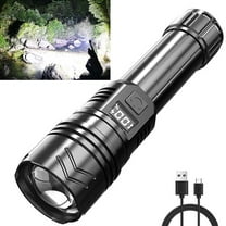 Rechargeable LED Flashlight 25W, 1200mAh USB-C Handheld Torch with Digital Power Display, Ultra Bright White Laser Long Range Beam for Camping, Emergency, Search, Night Fishing, IPX4 Waterproof