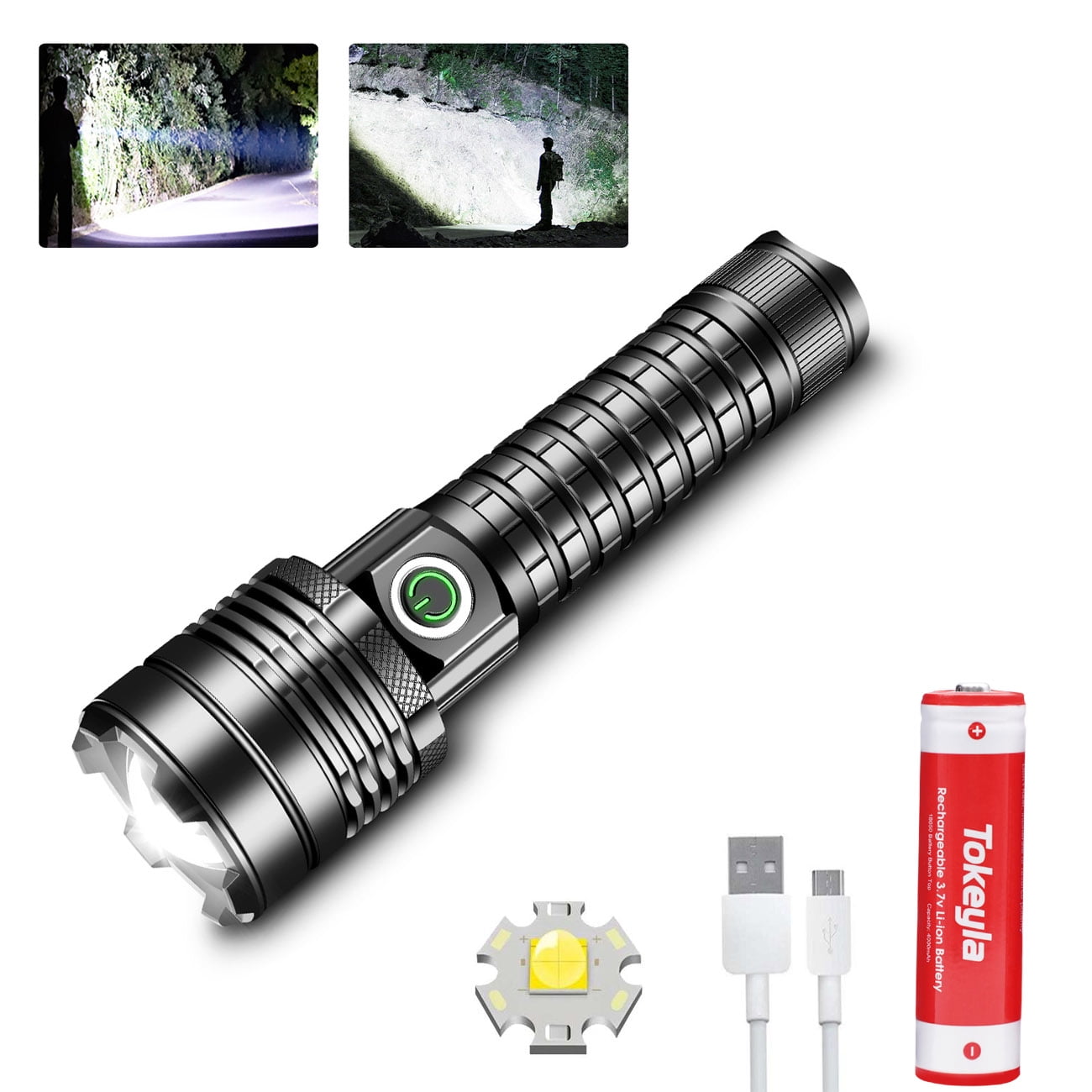 Rechargeable LED Flashlight, 90000 High Lumens Powerful Super Bright