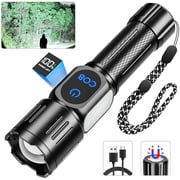 Rechargeable LED Flashlight 990000 High Lumens, Powerful Super Bright Tactical Flash Light with Magnet, Zoomable, IPX7 Waterproof, 9 Modes for Outdoor Camping Emergency