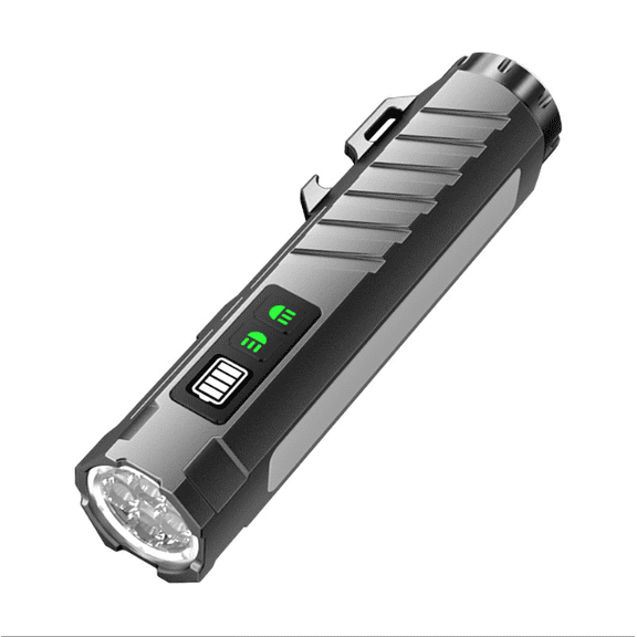 Rechargeable LED Flashlight, Dual Light Source, Red Laser, Bottle Opener,7 Modes for Camping