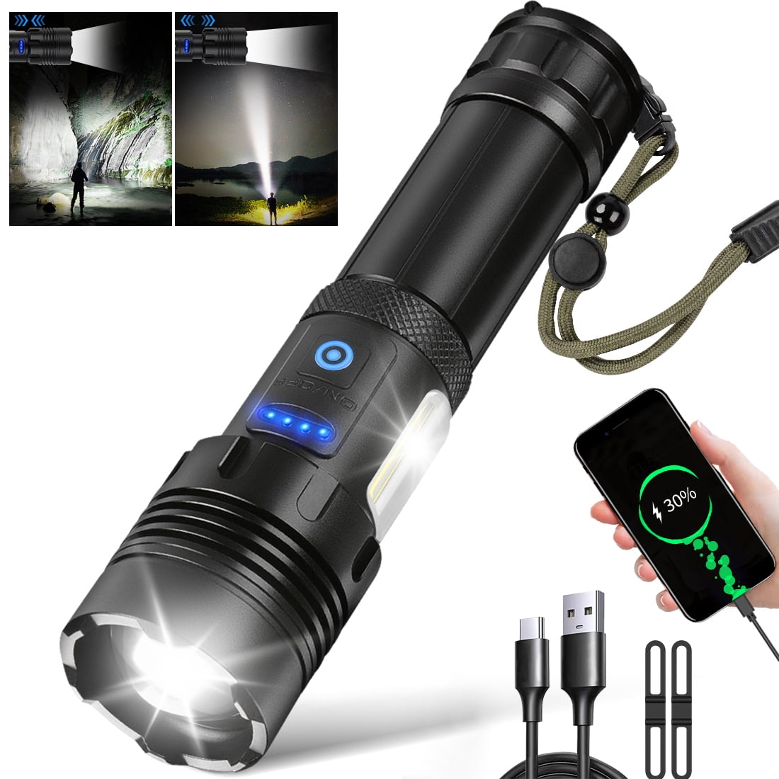 https://i5.walmartimages.com/seo/Rechargeable-LED-Flashlight-High-Lumens-100000-Lumen-XHP70-Bright-Tactical-5000mAh-Battery-Zoomable-IPX6-Waterproof-7-Modes-Powerful-Handheld-Camping_e407f6e4-ec25-4aaa-bd85-6f756194b40f.05e85a1034a9a2d3d7c64b563ca215ad.jpeg