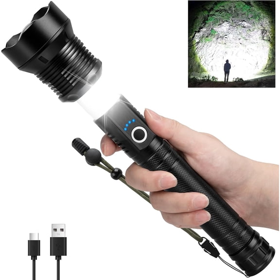 Rechargeable LED Flashlight High Lumens, 99,000 Lumens Super Bright Flashlights with 8 Modes & Waterproof, Powerful Handheld Flash Light for Home Camping Hiking