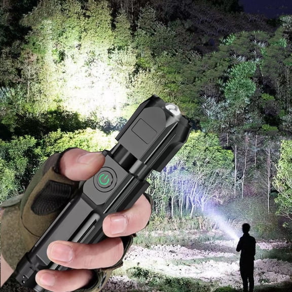 Rechargeable LED Flashlight High Lumens Zoomable, 3 Mode IPX5 Waterproof Handheld Torch, 20000 Lumen Bright Light for Emergency Camping Hiking Outage Gift, 1.57x1.57x5.51in