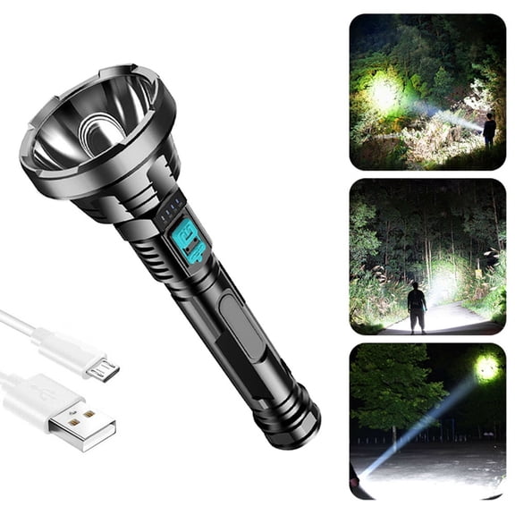 Rechargeable LED Flashlight USB Charging with High Beam for Portable Home and Outdoor Use, Waterproof and Bright Light for Camping and Hiking