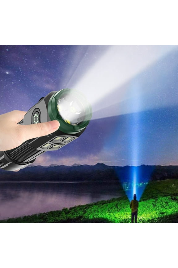 Rechargeable LED Flashlight With LCD Power Display USB C Charging HandheldFlashlight for Emergency Hiking Outdoor Use